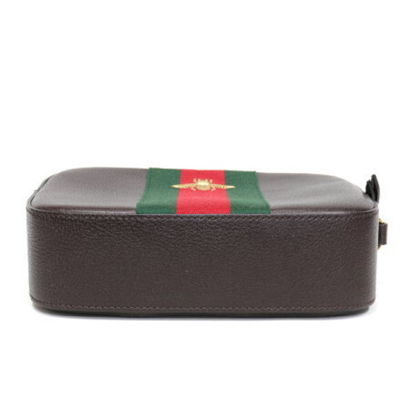 GUCCI Leather Shoulder Bag Sherry Line Bee Embroidery Crossbody - Picture 4 of 4